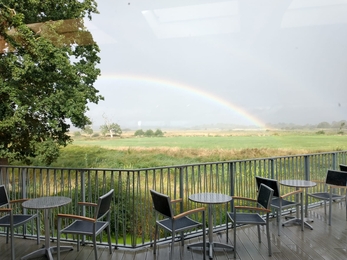 With the rain came the rainbows, producing this lovely view at Carlton Marshes – Lewis Yates 