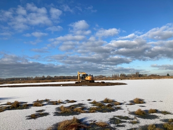 Contractors Barry Day and Sons reshaping Cormorant Island at Carlton Marshes 