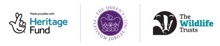 Heritage Fund, Queen's Platinum Jubilee and Wildlife Trusts logos