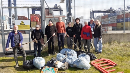 Volunteers and Trimley team litter picking at Trimley Marshes 