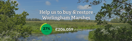 A total counter for the Worlingham Marshes appeal displaying current funds of £206,000