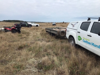 Taking down the beach fence at Dingle Marshes - Andy Hickinbotham 