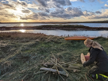 Warden Rachel Norman helping to build spoonbill nests at Hazlewood Marshes – Ella Broom 
