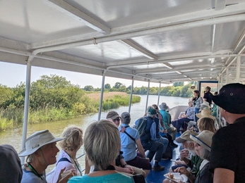 A group of people on a boat 