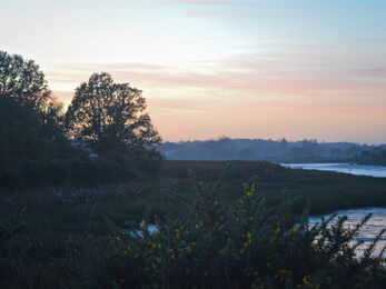 Sunset at Martlesham Wilds looking over the creek 