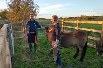 Andrew Hickinbotham helps the farrier at Carlton for a regular health check of ponies’ feet - Lewis Yates 