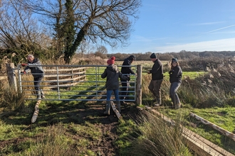 Gate repairs at Snape Marshes, Ella Broom