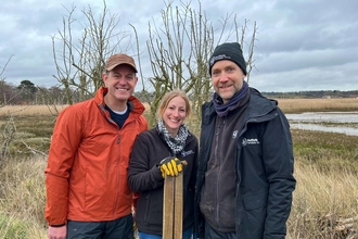 Matt Baker, Rachel and Andrew at Hazlewood Marshes, Sarah Groves