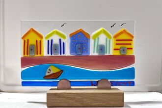 Fused glass beach scene-Marilyn Pike
