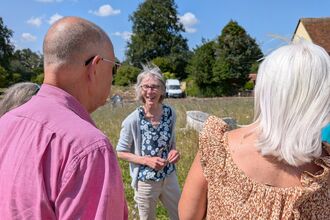 Cathy and churchyard 