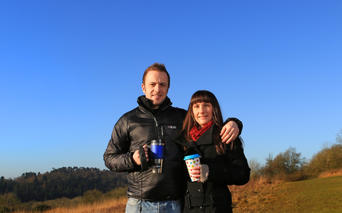 James and Claire with their dog on a reserve