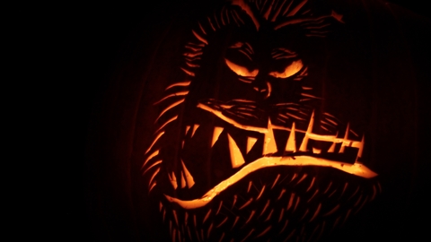 Carved pumpkin spooky surprises