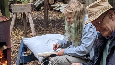 family spoon carving