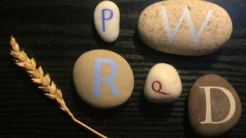 Brush painted pebbles by Emi Gordon
