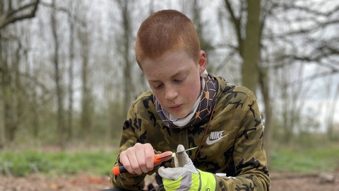 teen with bushcraft knife