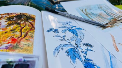 Blue watercolour illustration