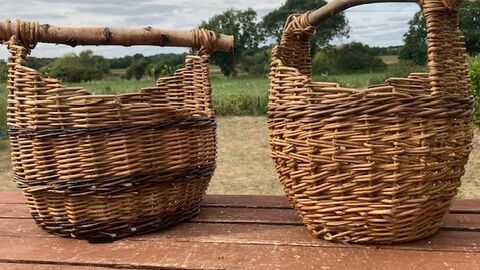 2 woven willow baskets