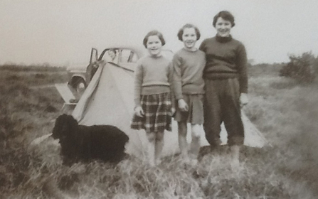 Jill, Linda and Susan Harris camping in Suffolk in the 1950's