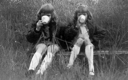 Sally and Jenny Hardwick in Suffolk in the 1960's