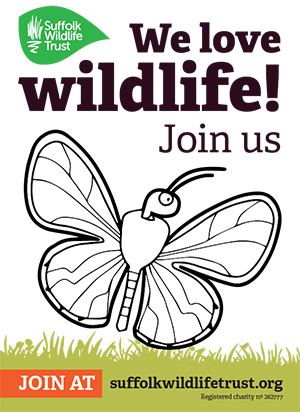 Suffolk Wildlife Trust Join Us butterfly poster image