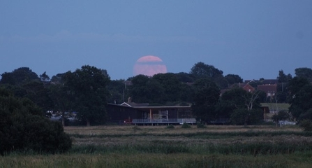 Moon above new visitor centre at Carlton Marshes - Andrew Easton 
