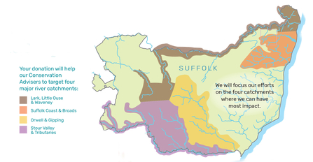 Suffolk Wildlife trust Water & Wildlife appeal map
