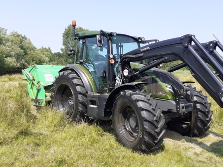 Forage harvesting at Snape with Ben's new pride and joy (shiny new tractor) to complement the grazing