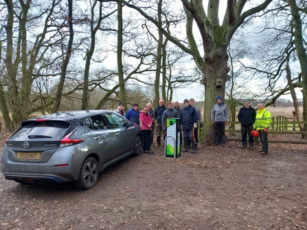 Volunteers at Redgrave and Lopham Fen after helping install the new ev charger