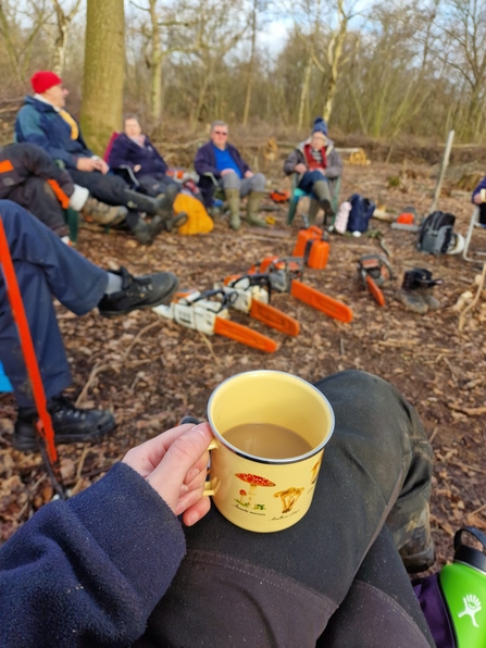 Taking a break at Bradfield Woods, Anneke Emery