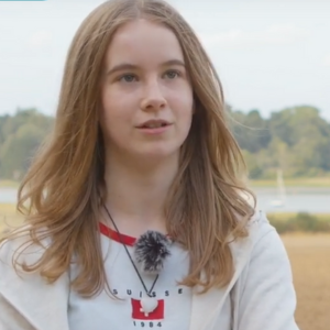 Anelie, Youth Board member, at Martlesham Wilds, speaking as part of the short film introducing Martlesham Wilds, image credit John Collins