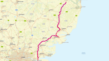 Norwich to Tilbury route